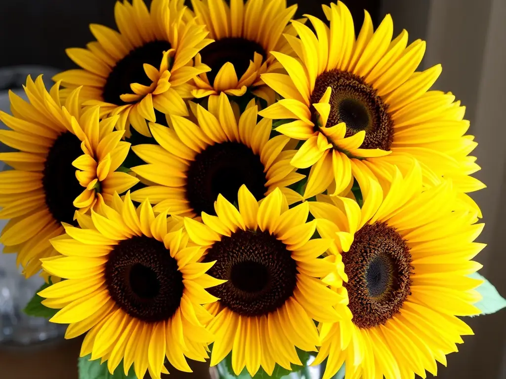 A vibrant close-up shot of a classic yellow sunflower variety, showcasing its bright petals and dark center. The image highlights the freshness and quality of the sunflowers offered by Antalya Toptan Çiçek Dünyası.